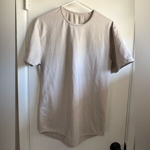 BYLT Basics Short Sleeve Drop-Cut Lux Crew Tee in Light Taupe, Size Large